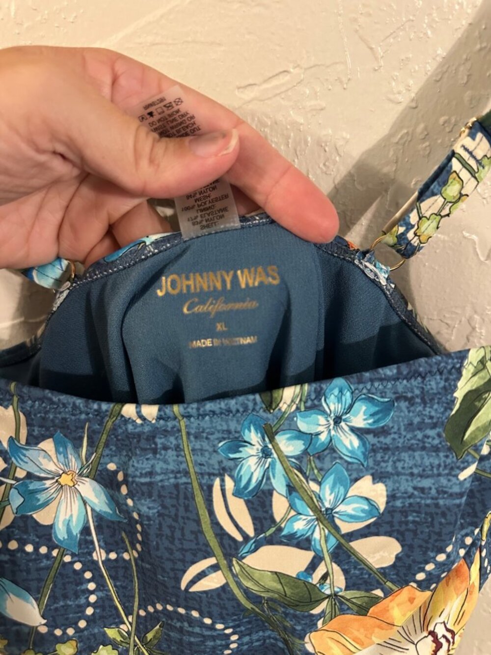 Johnny Was XL Floral One Piece Ruched Ciaga Square Neck Hawaiian Swimsuit - Picture 10 of 11